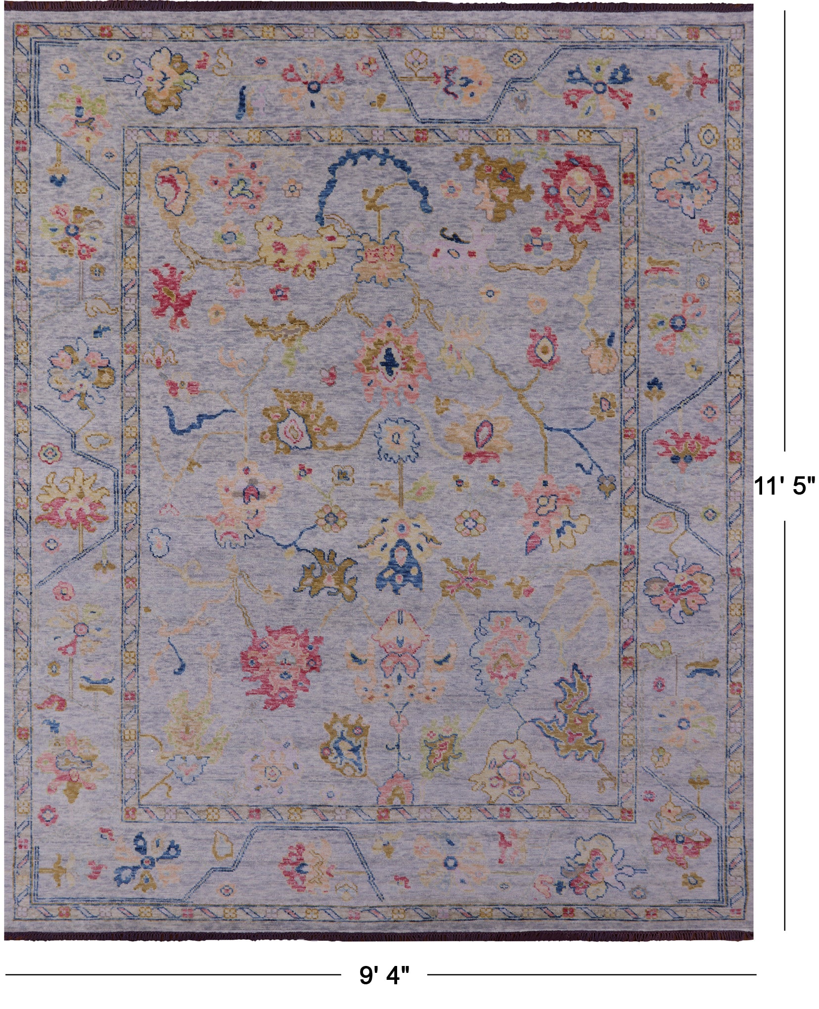 Grey Turkish Oushak Handmade Wool Rug - 9' 4" X 11' 5" - Golden Nile