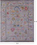 Grey Turkish Oushak Handmade Wool Rug - 9' 4" X 11' 5" - Golden Nile