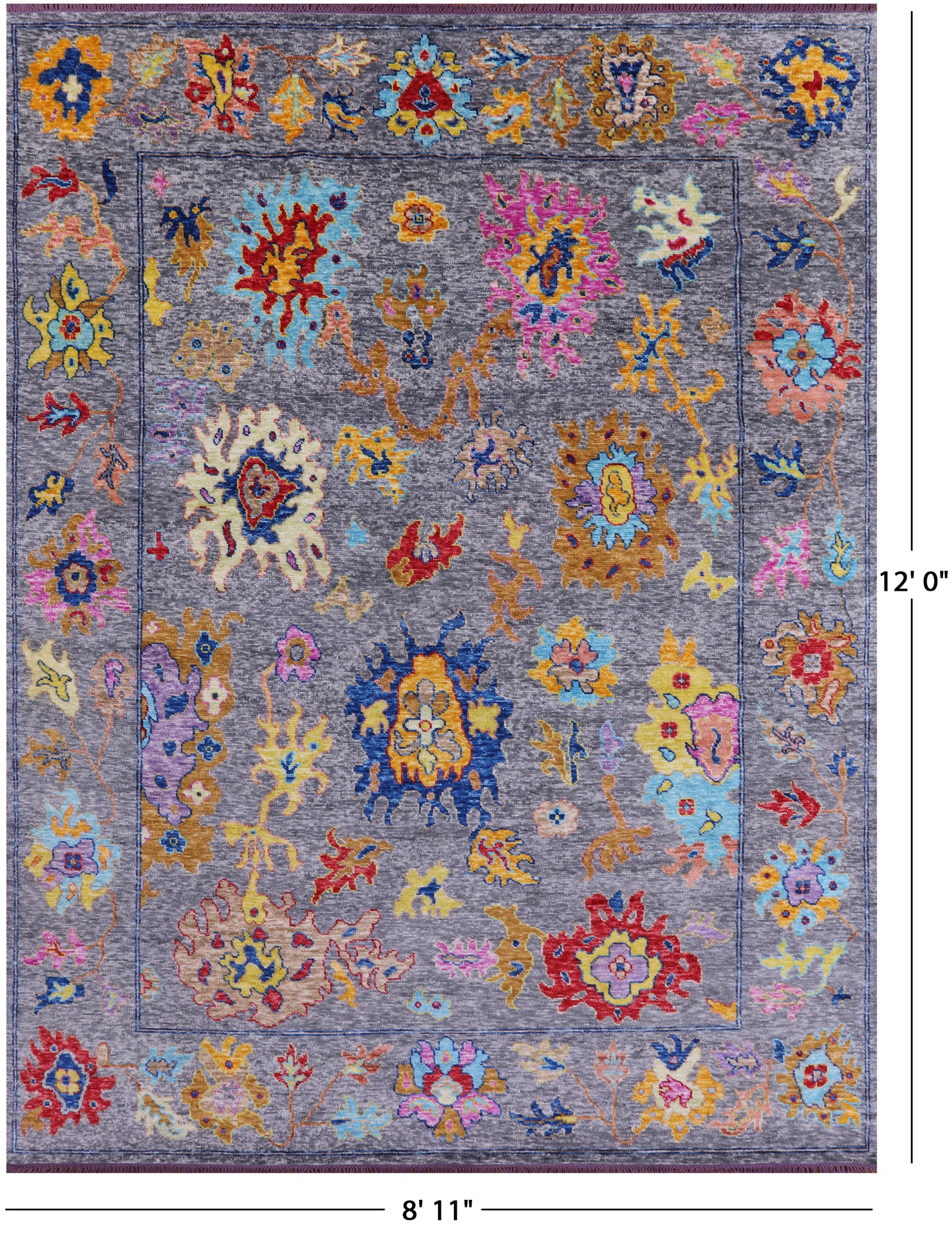 Grey Turkish Oushak Handmade Wool Rug - 8' 11" X 12' 0" - Golden Nile