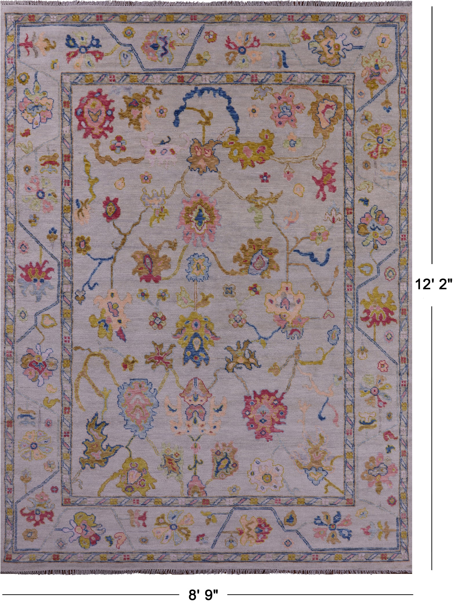 Turkish Oushak Hand Knotted Wool Rug - 8' 9" X 12' 2" - Golden Nile