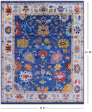 Blue Turkish Oushak Hand Knotted Wool Rug - 9' 5" X 11' 9" - Golden Nile