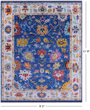 Blue Turkish Oushak Hand Knotted Wool Rug - 9' 5" X 11' 9" - Golden Nile