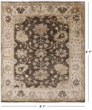 Brown Turkish Oushak Hand Knotted Wool Area Rug - 8' 1" X 9' 7" - Golden Nile