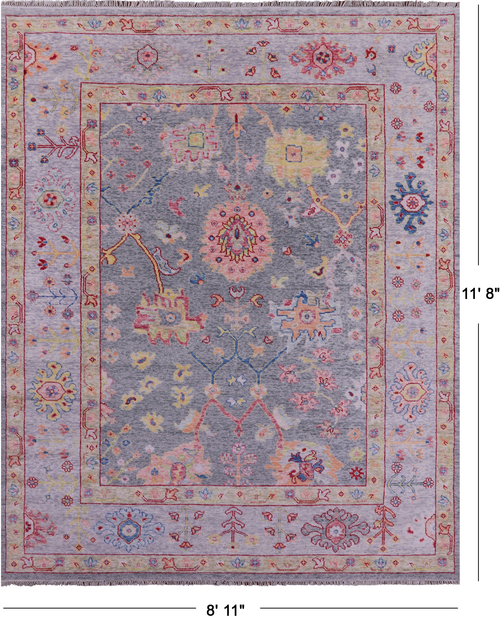 Grey Turkish Oushak Hand Knotted Wool Rug - 8' 11" X 11' 8" - Golden Nile