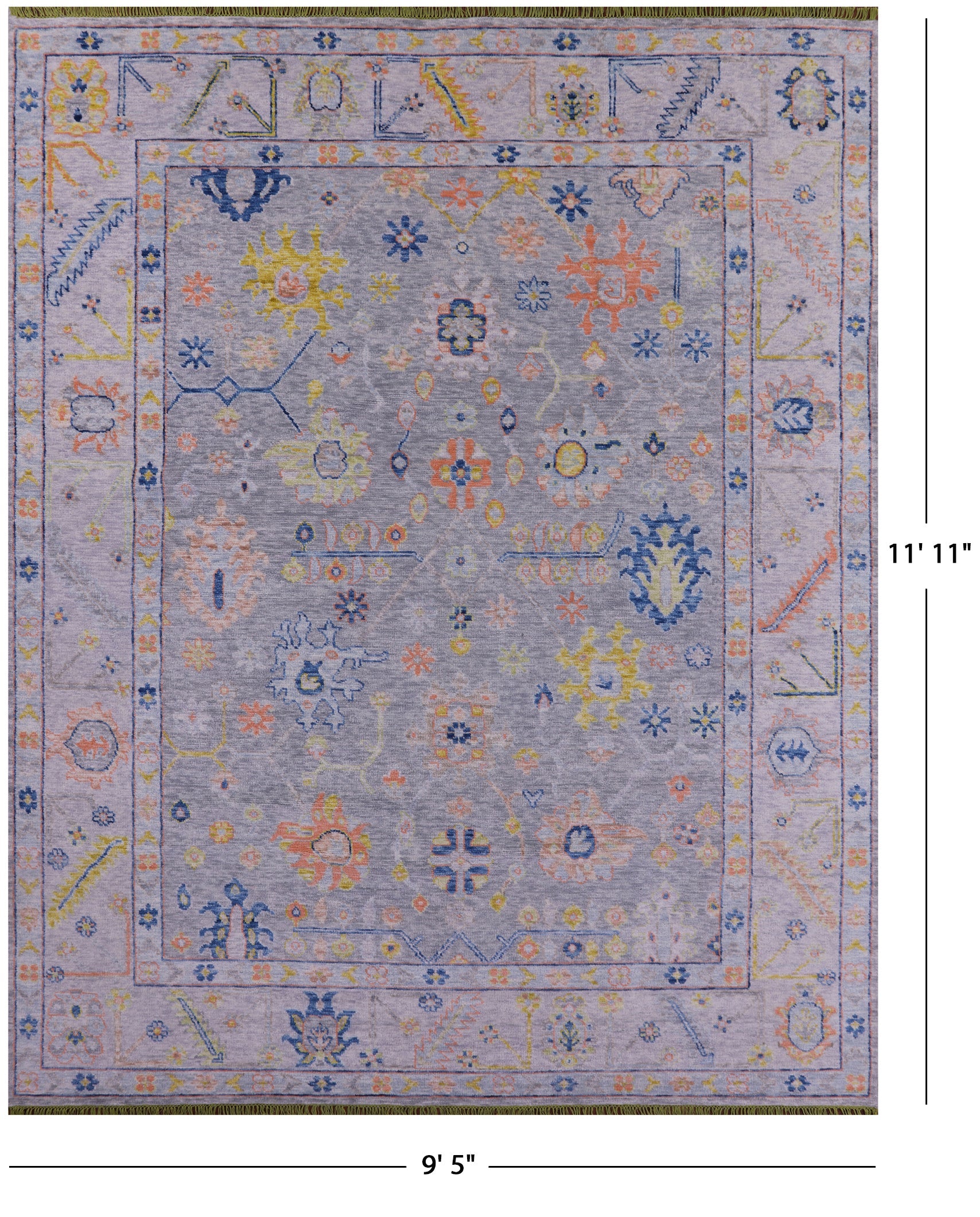Silver Turkish Oushak Handmade Wool Rug - 9' 5" X 11' 11" - Golden Nile