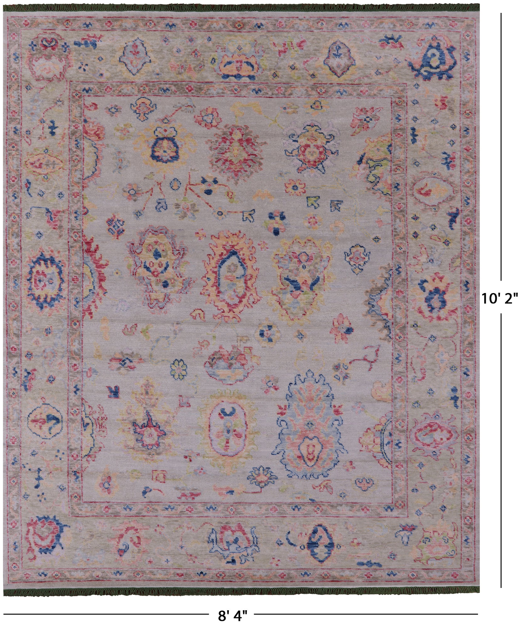 Ivory Turkish Oushak Hand-Knotted Wool Rug - 8' 4" X 10' 2" - Golden Nile
