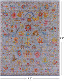 Grey Turkish Oushak Hand Knotted Wool Rug - 8' 0" X 9' 9" - Golden Nile
