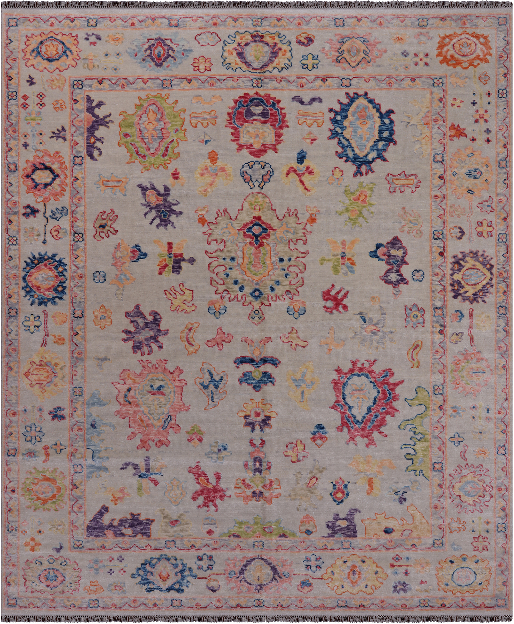 SUPER SALE Ivory Turkish Oushak Hand Knotted Wool Rug - 8' 4" X 9' 11"