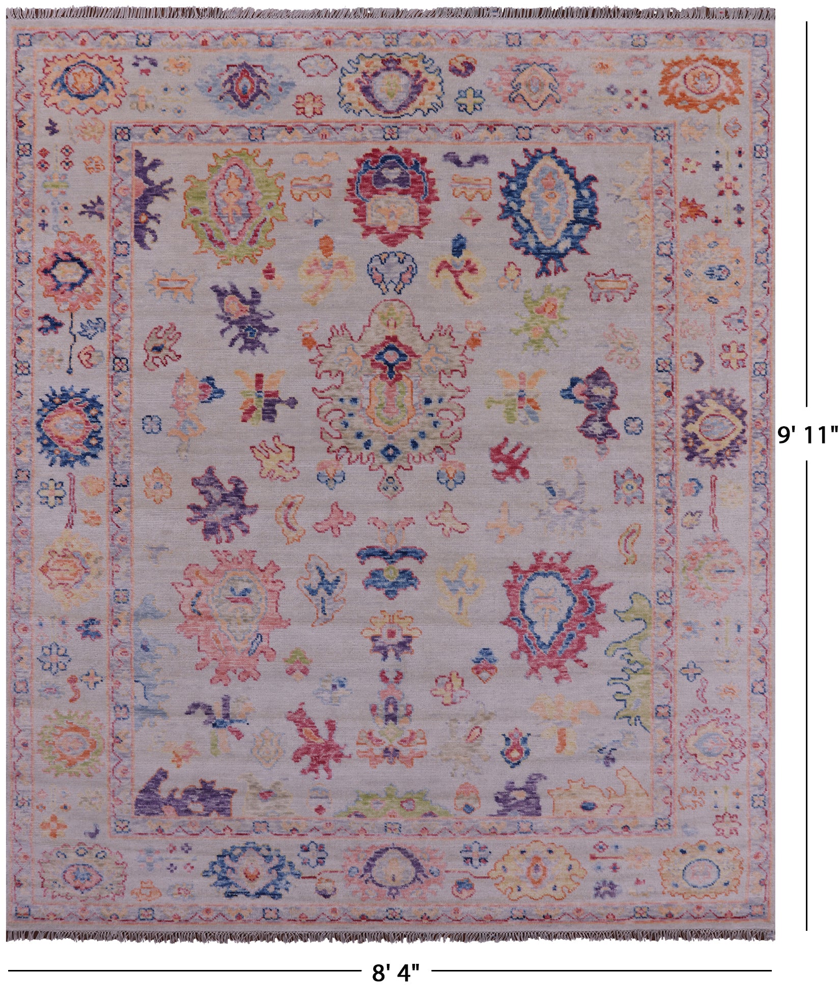 Ivory Turkish Oushak Hand Knotted Wool Rug - 8' 4" X 9' 11" - Golden Nile