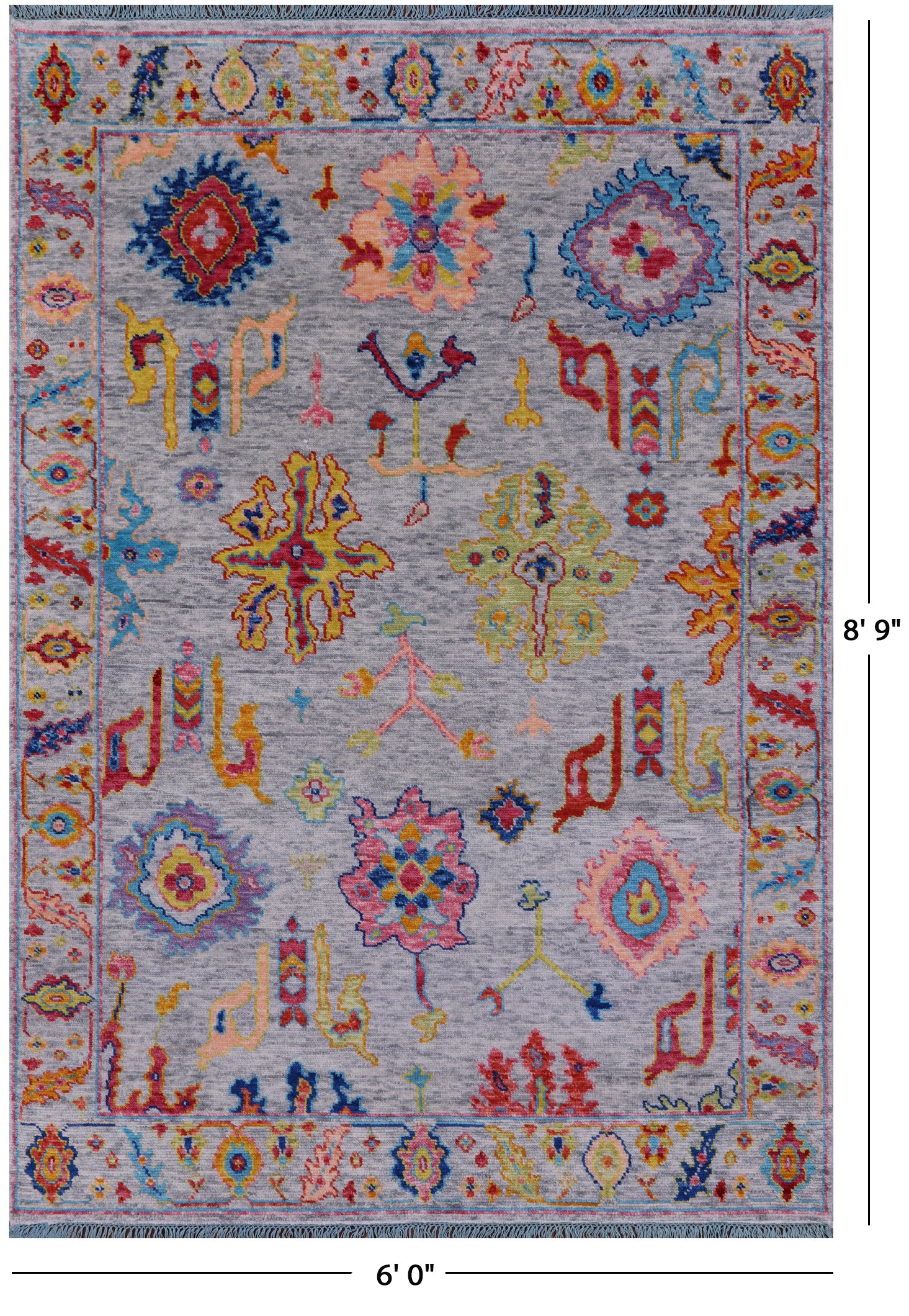 Grey Turkish Oushak Handmade Wool Rug - 6' 0" X 8' 9" - Golden Nile