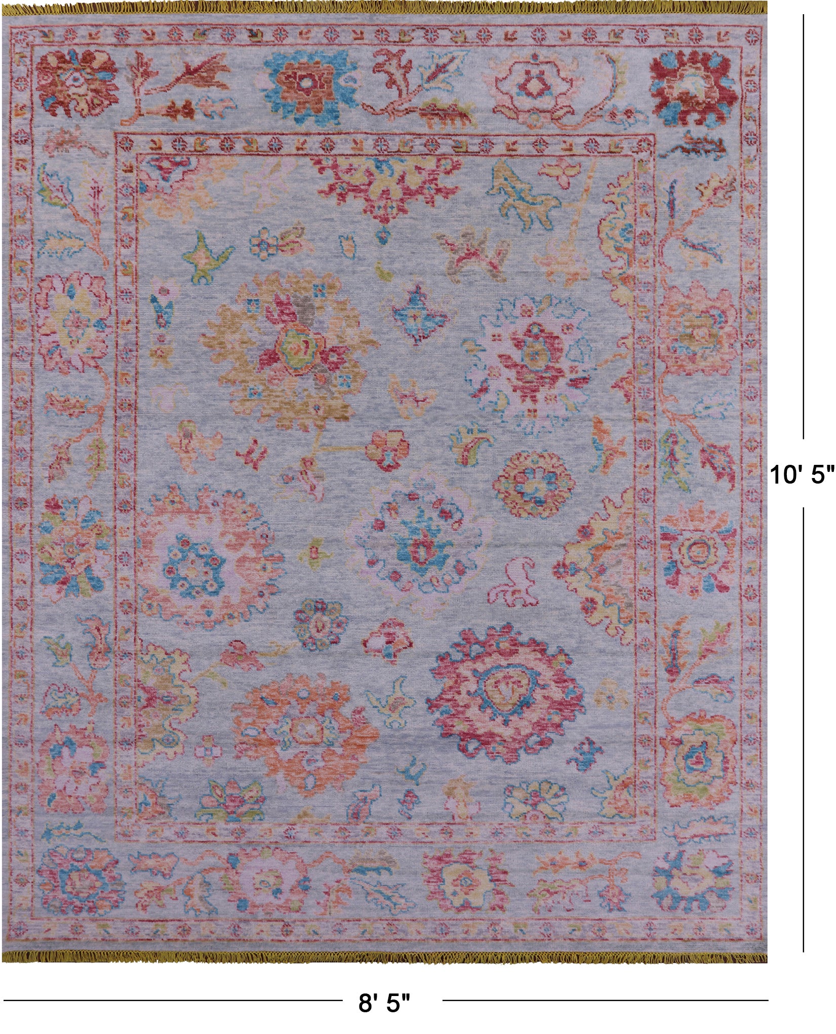 Blue Turkish Oushak Hand Knotted Wool Rug - 8' 5" X 10' 5" - Golden Nile