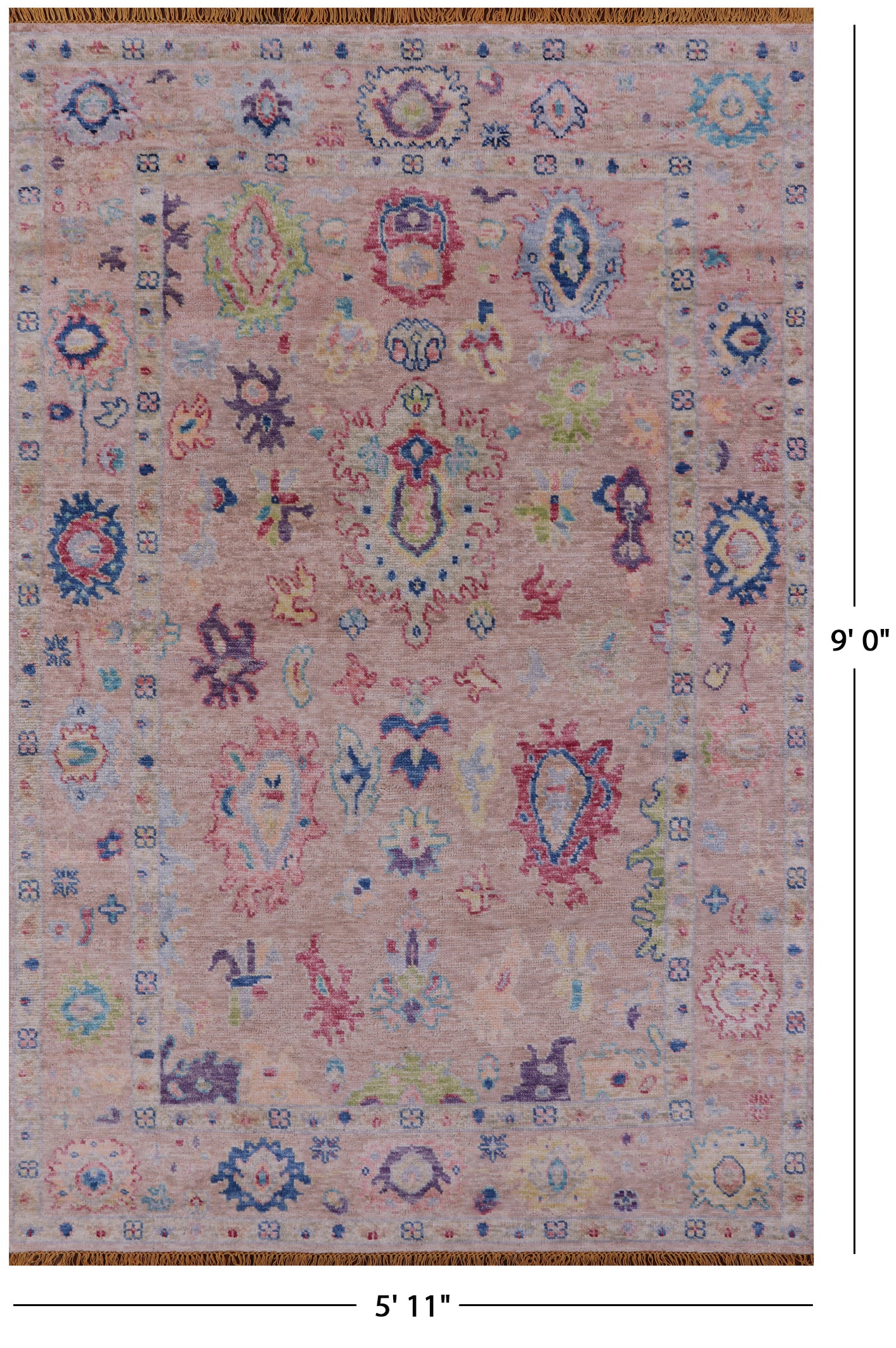 Turkish Oushak Hand Knotted Wool Rug - 5' 11" X 9' 0" - Golden Nile