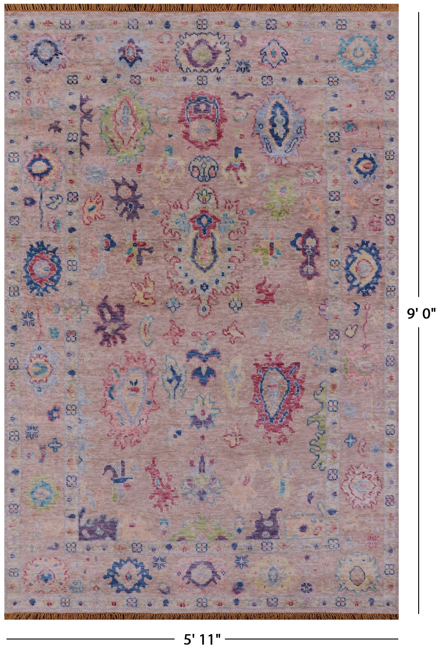 Turkish Oushak Hand Knotted Wool Rug - 5' 11" X 9' 0" - Golden Nile