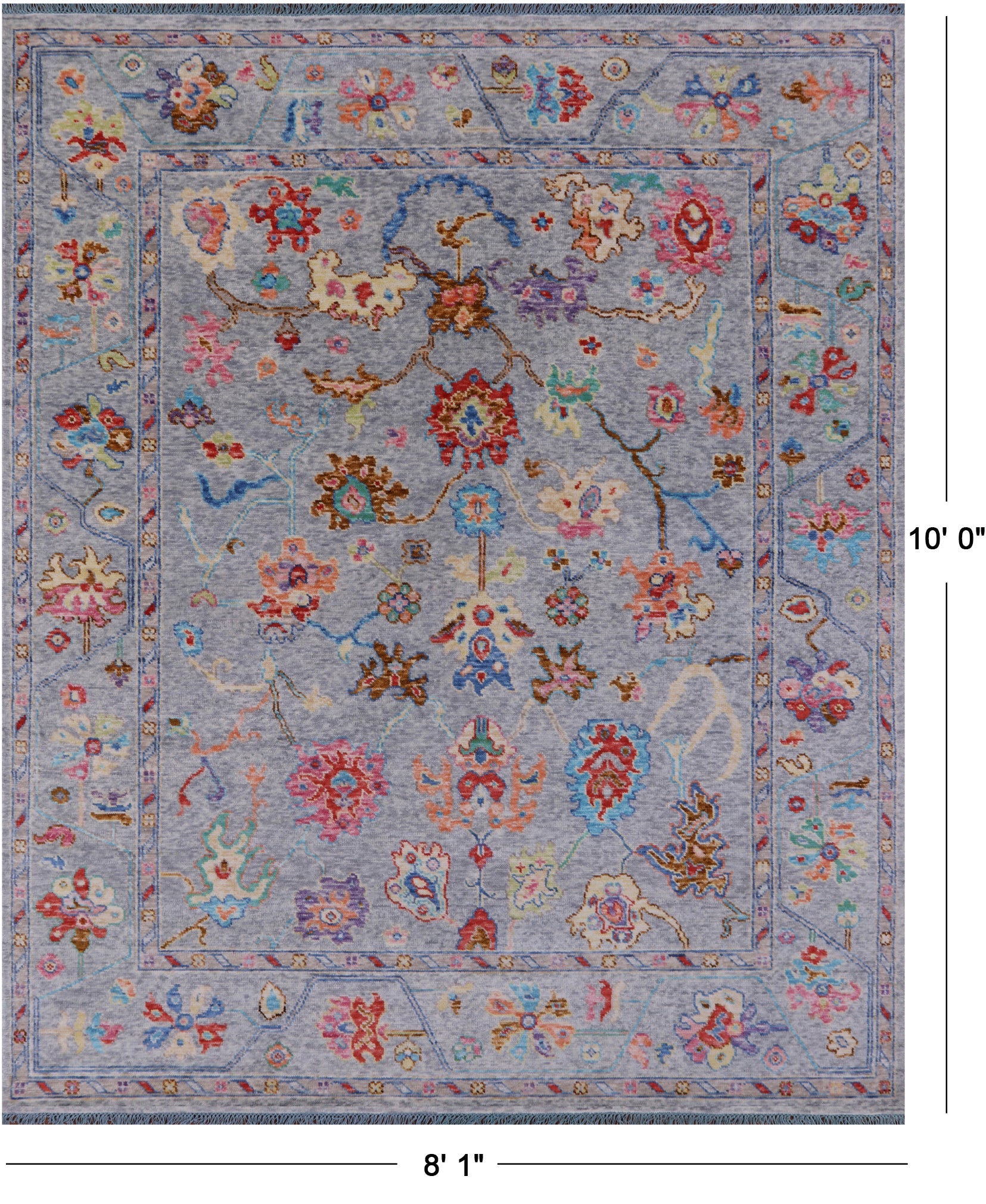 Grey Turkish Oushak Handmade Wool Rug - 8' 1" X 10' 0" - Golden Nile