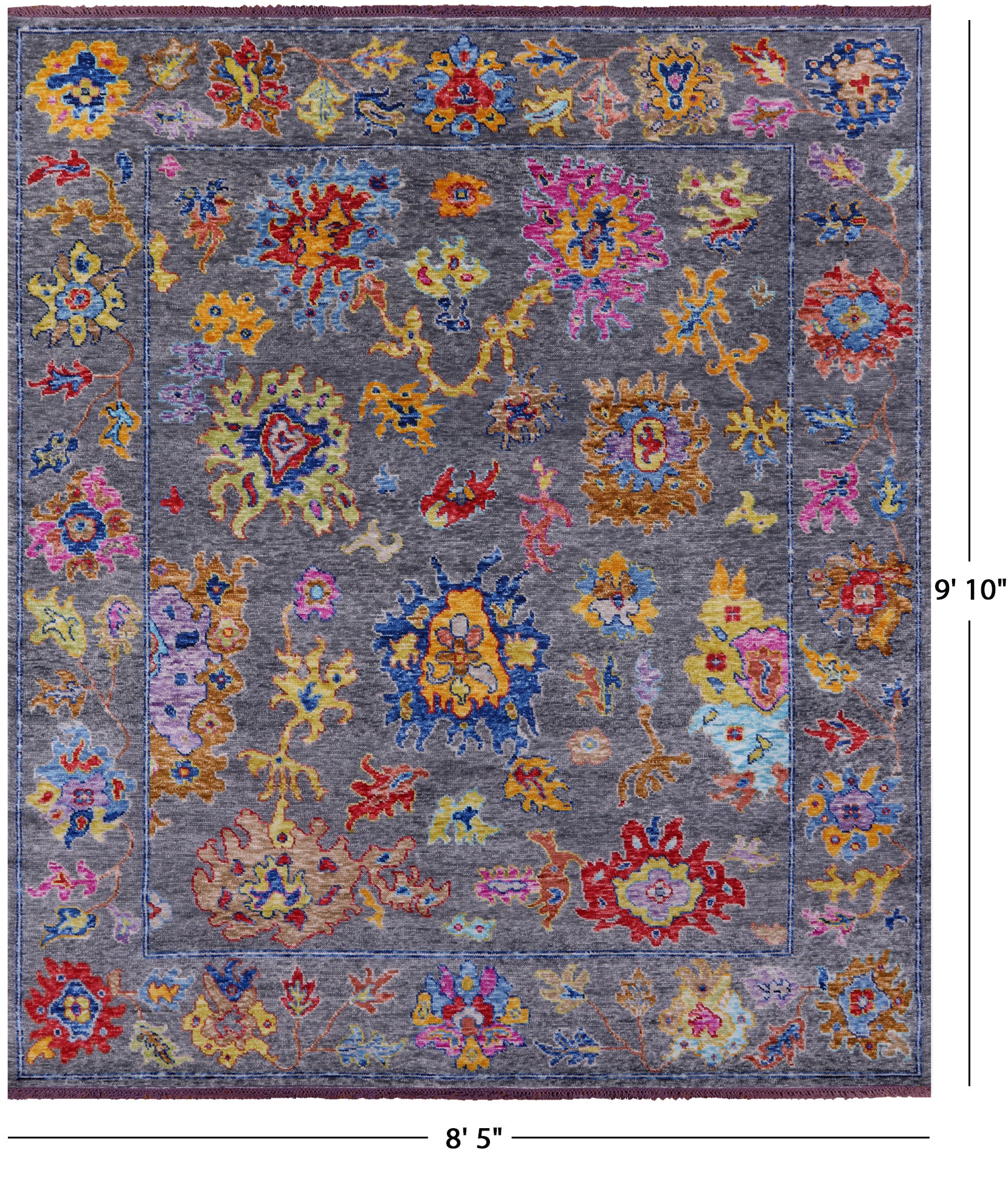 Grey Turkish Oushak Hand Knotted Wool Rug - 8' 5" X 9' 10" - Golden Nile