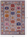 Grey Turkish Oushak Hand Knotted Wool Rug - 10' 2" X 13' 11" - Golden Nile