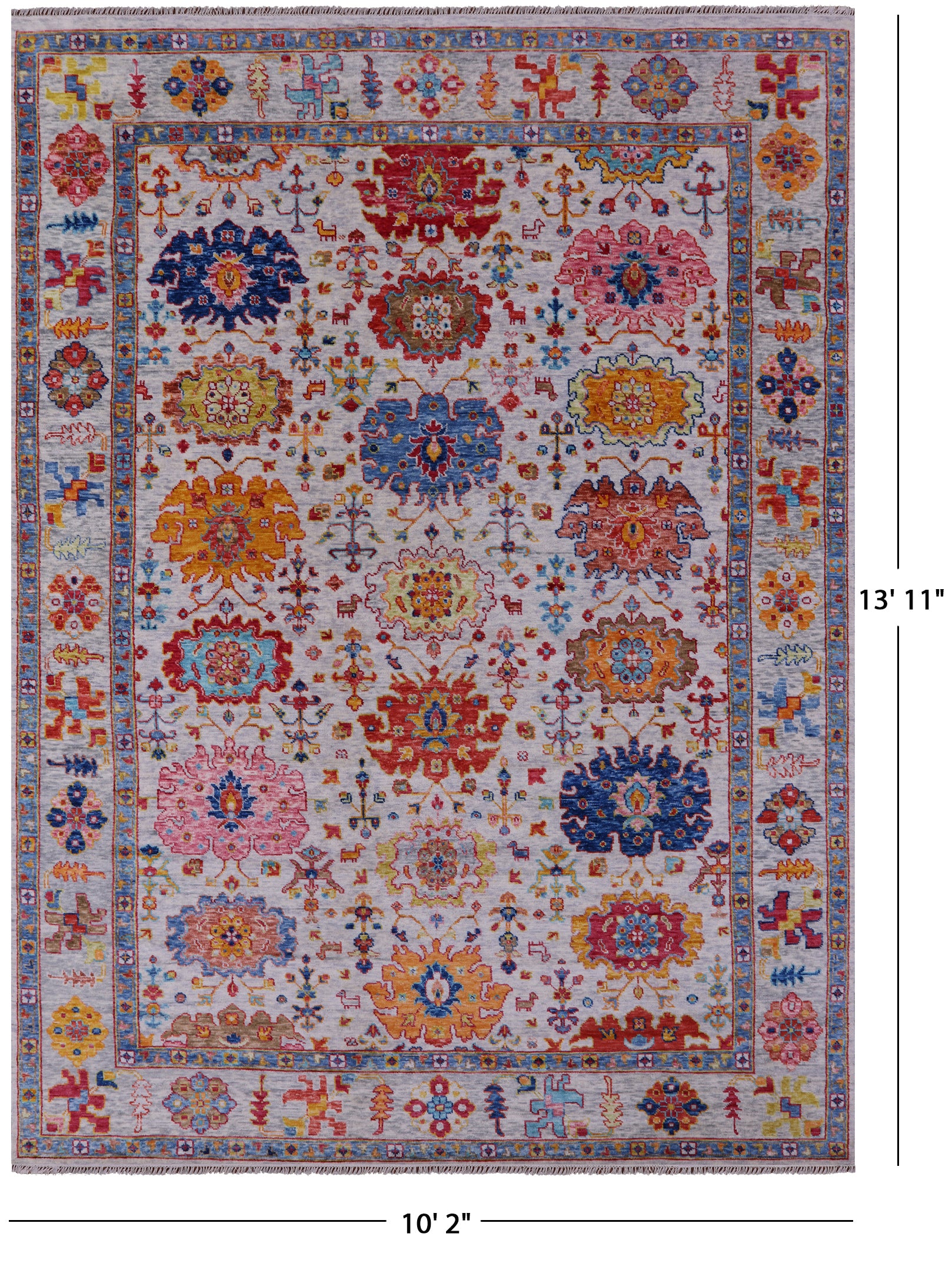 Grey Turkish Oushak Hand Knotted Wool Rug - 10' 2" X 13' 11" - Golden Nile