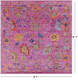 Pink Square Turkish Oushak Hand Knotted Wool Rug - 9' 1" X 9' 1" - Golden Nile