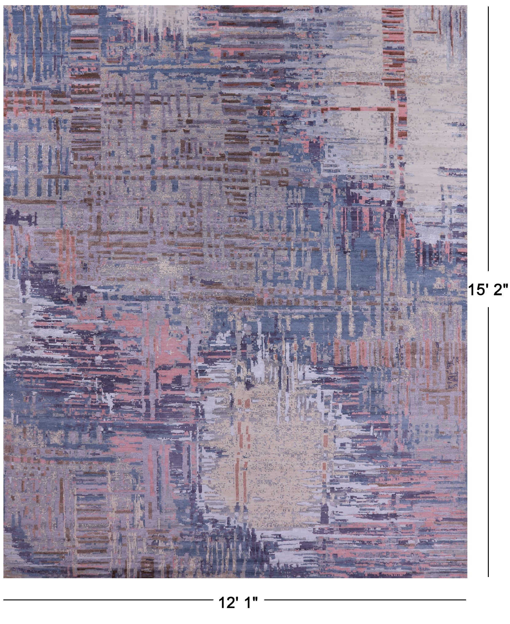 Abstract Contemporary Hand Knotted Wool & Silk Rug - 12' 1" X 15' 2" - Golden Nile