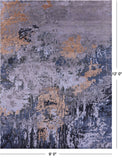 Abstract Contemporary Hand Knotted Wool & Silk Rug - 9' 0" X 12' 0" - Golden Nile