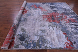 SUPER SALE Abstract Contemporary Hand Knotted Wool & Silk Rug - 8' 11" X 12' 1"