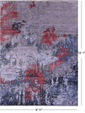 SUPER SALE Abstract Contemporary Hand Knotted Wool & Silk Rug - 8' 11" X 12' 1"