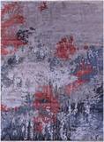 SUPER SALE Abstract Contemporary Hand Knotted Wool & Silk Rug - 8' 11" X 12' 1"
