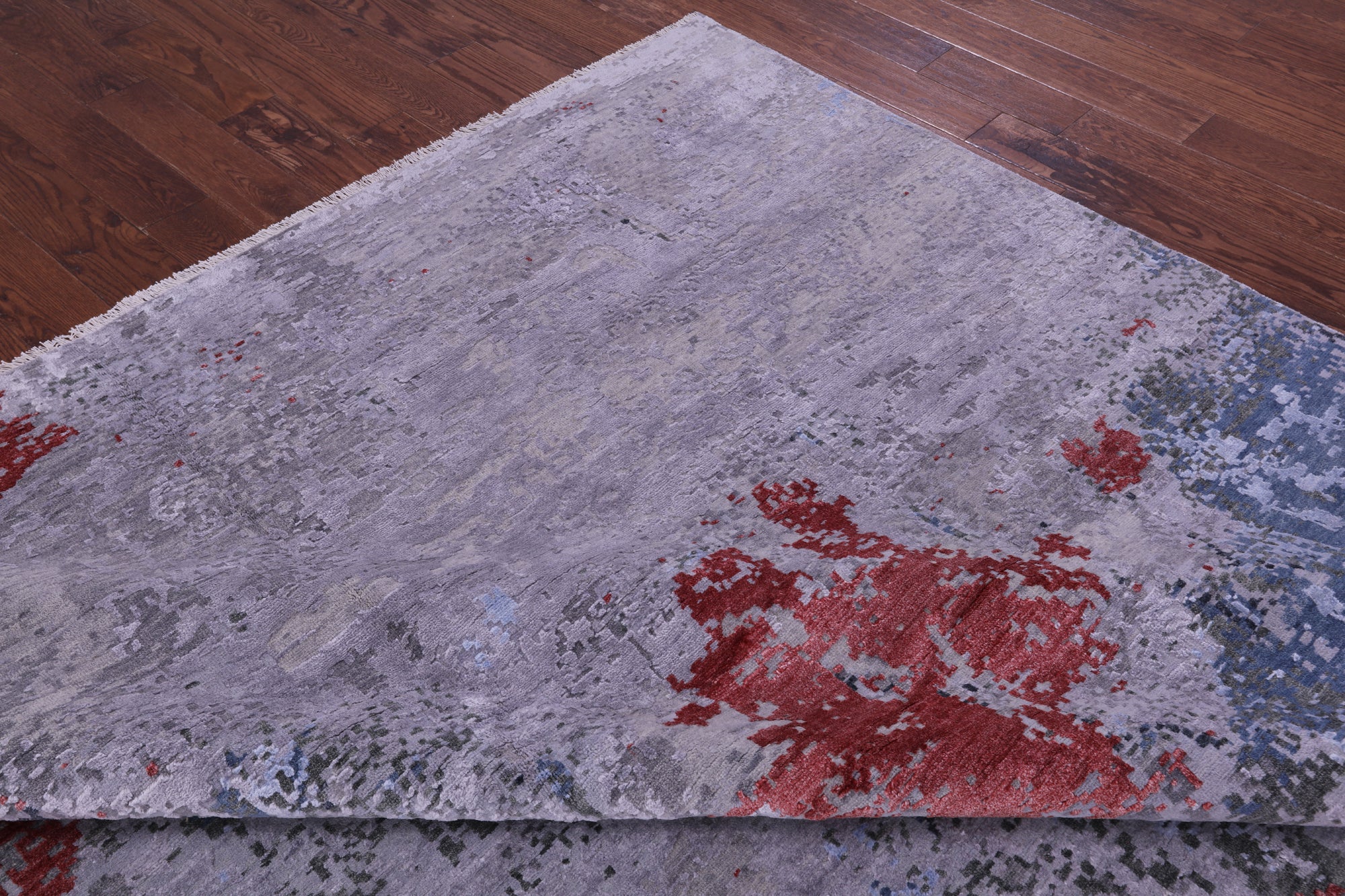 SUPER SALE Abstract Contemporary Hand Knotted Wool & Silk Rug - 8' 11" X 12' 1"