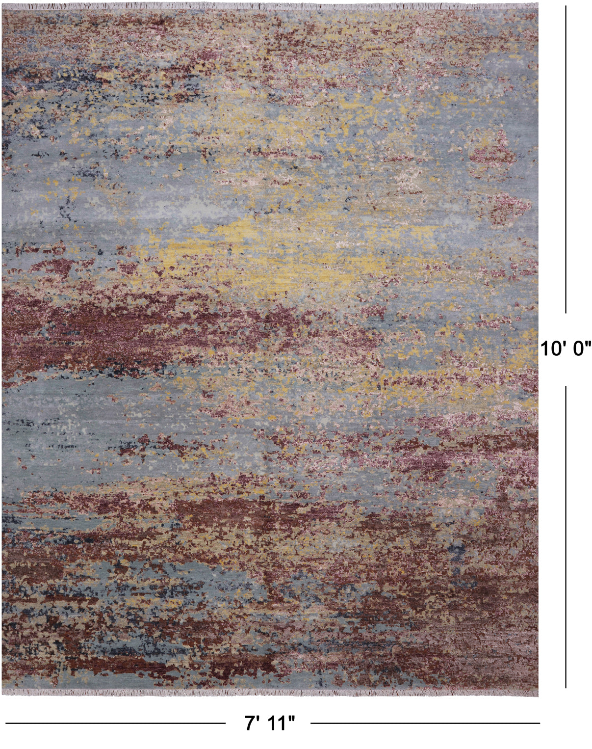 SUPER SALE Abstract Contemporary Hand Knotted Wool & Silk Rug - 7' 11" X 10' 0"