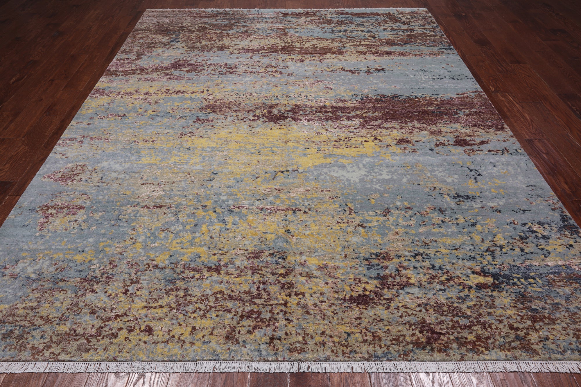 SUPER SALE Abstract Contemporary Hand Knotted Wool & Silk Rug - 7' 11" X 10' 0"
