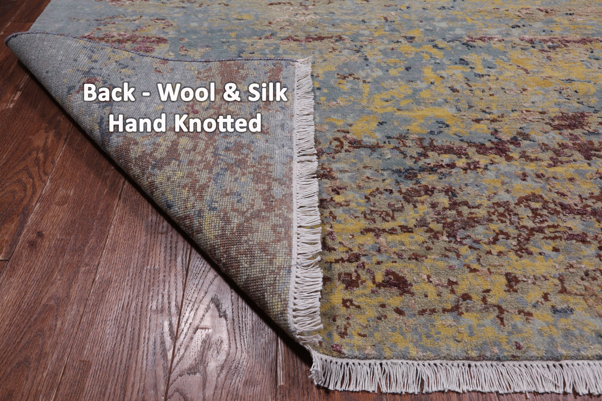 SUPER SALE Abstract Contemporary Hand Knotted Wool & Silk Rug - 7' 11" X 10' 0"