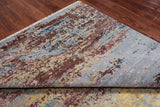 SUPER SALE Abstract Contemporary Hand Knotted Wool & Silk Rug - 7' 11" X 10' 0"