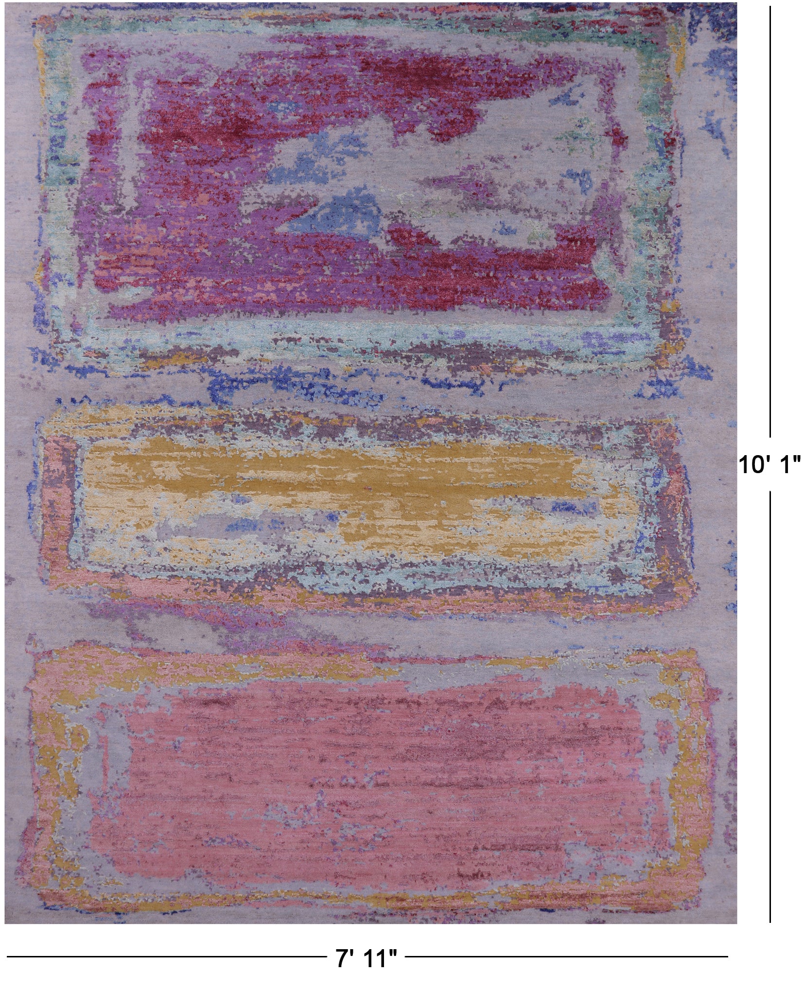 Abstract Contemporary Handmade Wool & Silk Rug - 7' 11" X 10' 1" - Golden Nile