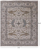 Ivory Turkish Oushak Hand Knotted Wool Area Rug - 8' 2" X 9' 8" - Golden Nile
