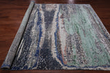 Abstract Contemporary Hand Knotted Wool & Silk Rug - 7' 11" X 10' 1"