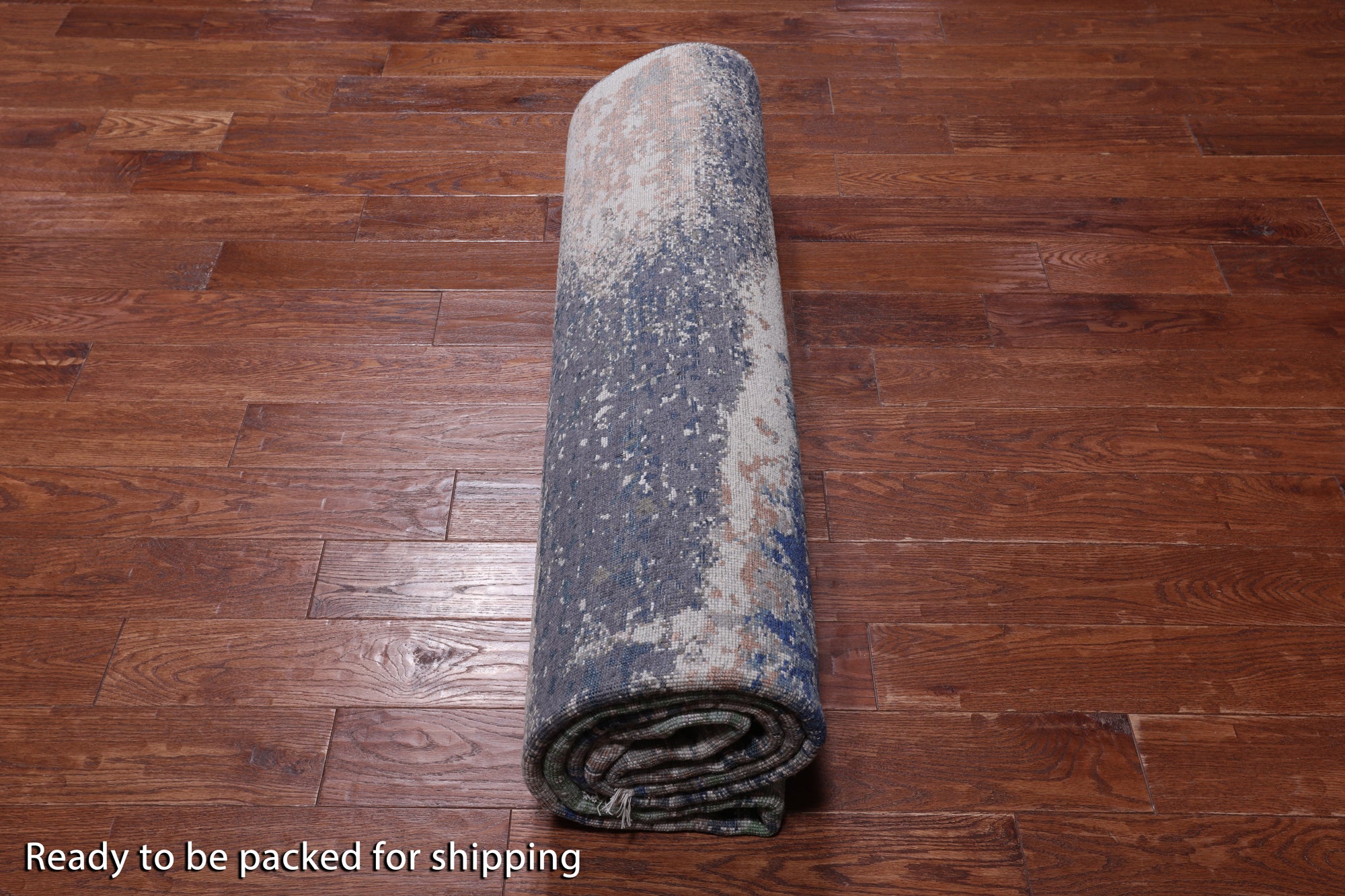 Abstract Contemporary Hand Knotted Wool & Silk Rug - 7' 11" X 10' 1"