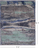 Abstract Contemporary Hand Knotted Wool & Silk Rug - 7' 11" X 10' 1"