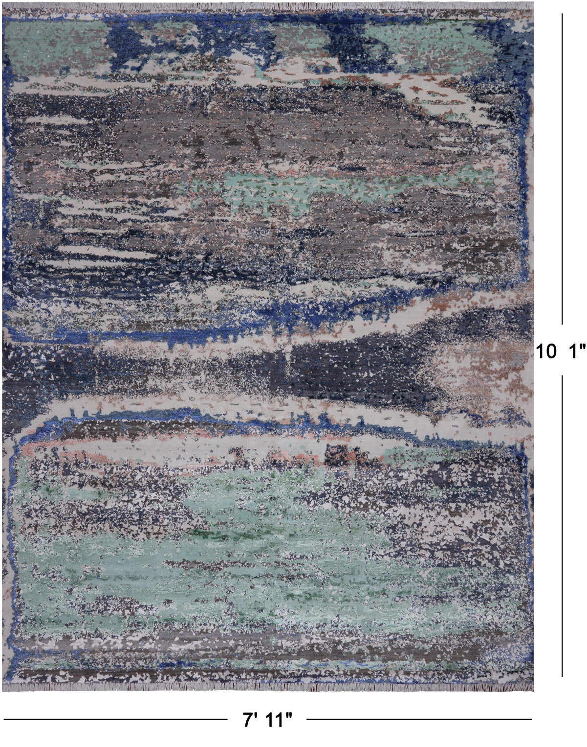 Abstract Contemporary Hand Knotted Wool & Silk Rug - 7' 11" X 10' 1"