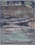 Abstract Contemporary Hand Knotted Wool & Silk Rug - 7' 11" X 10' 1"