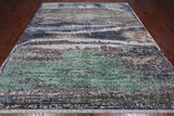 Abstract Contemporary Hand Knotted Wool & Silk Rug - 7' 11" X 10' 1"