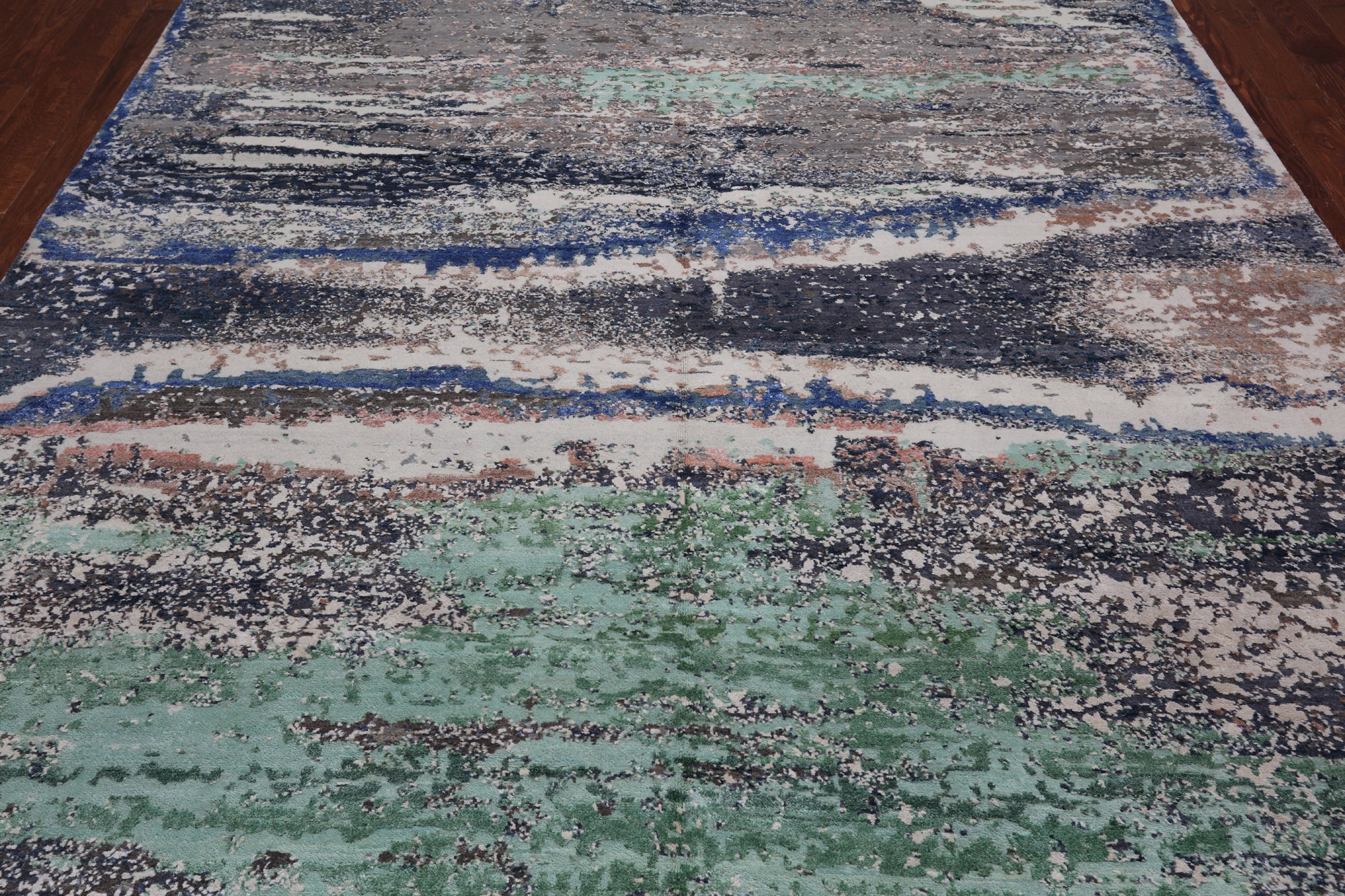 Abstract Contemporary Hand Knotted Wool & Silk Rug - 7' 11" X 10' 1"