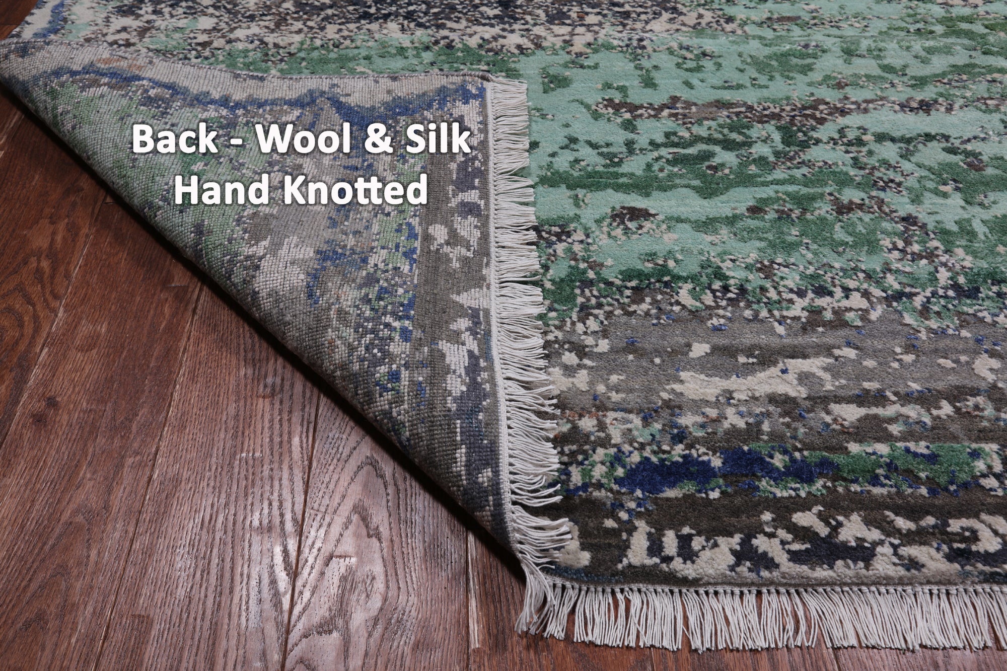 Abstract Contemporary Hand Knotted Wool & Silk Rug - 7' 11" X 10' 1"
