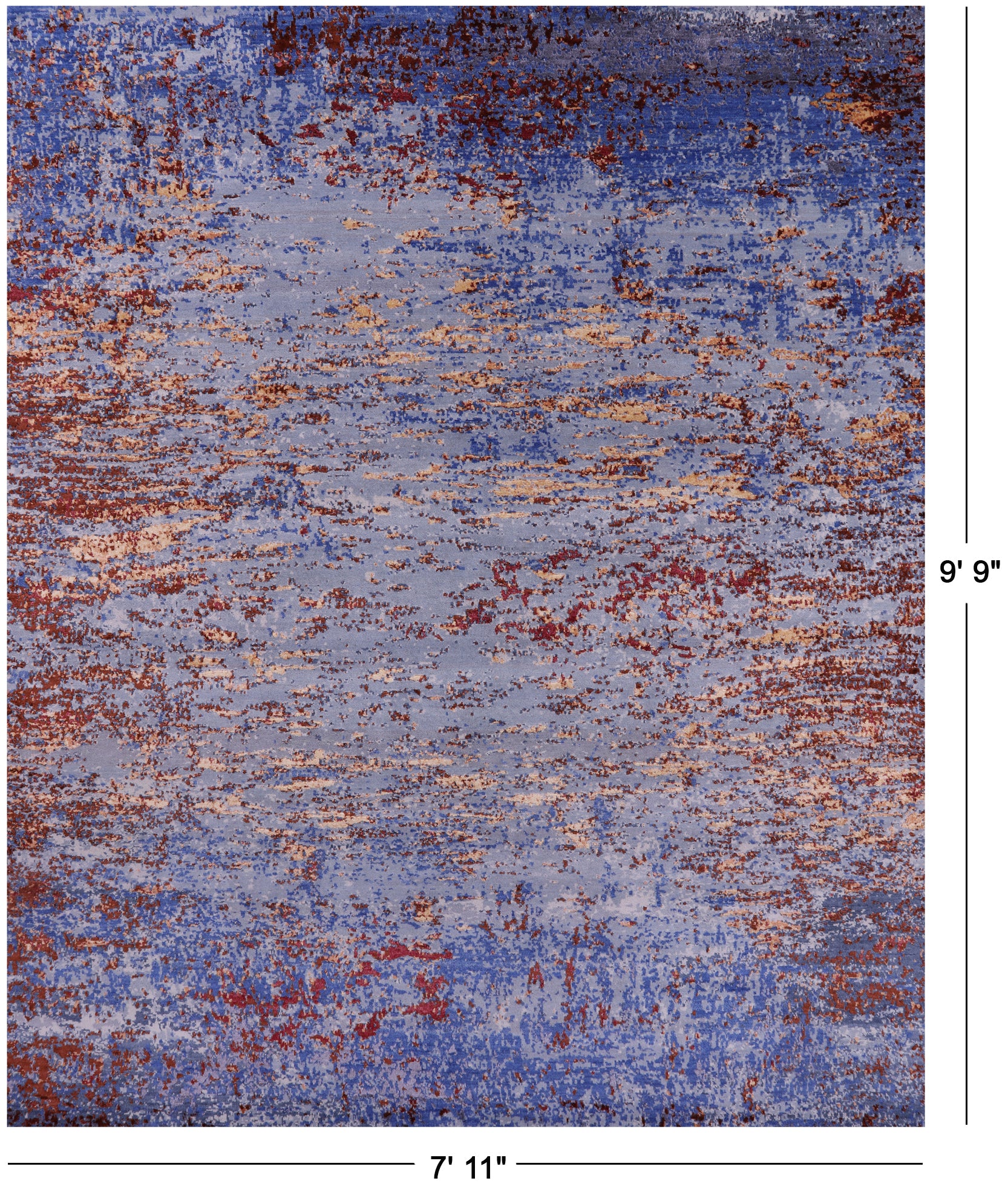 Abstract Contemporary Hand Knotted Wool & Silk Rug - 7' 11" X 9' 9" - Golden Nile