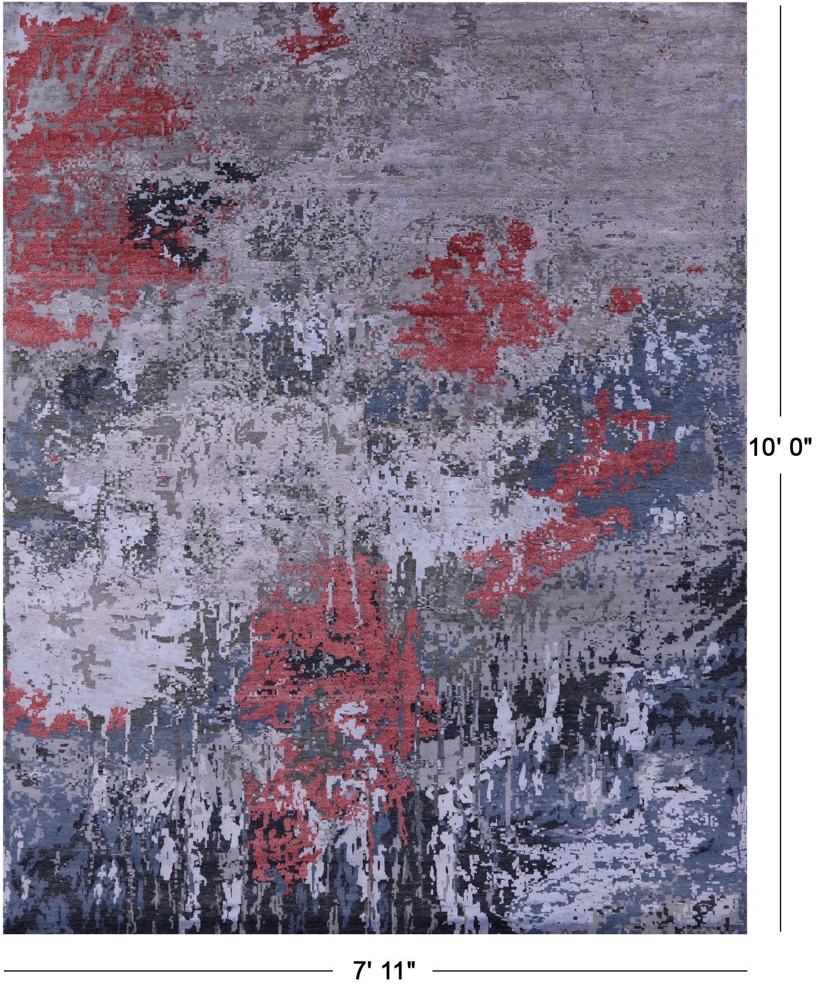 Abstract Contemporary Hand Knotted Wool & Silk Rug - 7' 11" X 10' 0" - Golden Nile