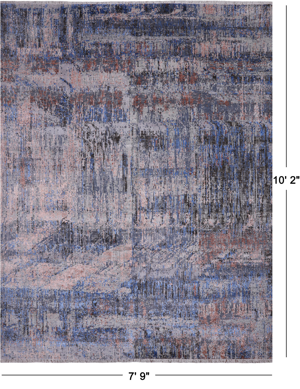 SUPER SALE Abstract Contemporary Handmade Wool & Silk Rug - 7' 9" X 10' 2"