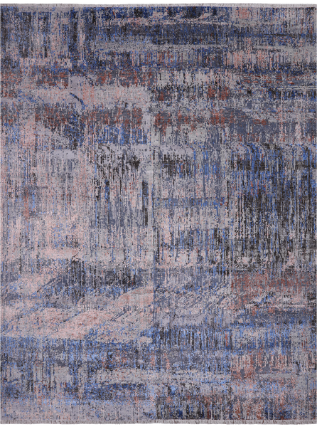 SUPER SALE Abstract Contemporary Handmade Wool & Silk Rug - 7' 9" X 10' 2"