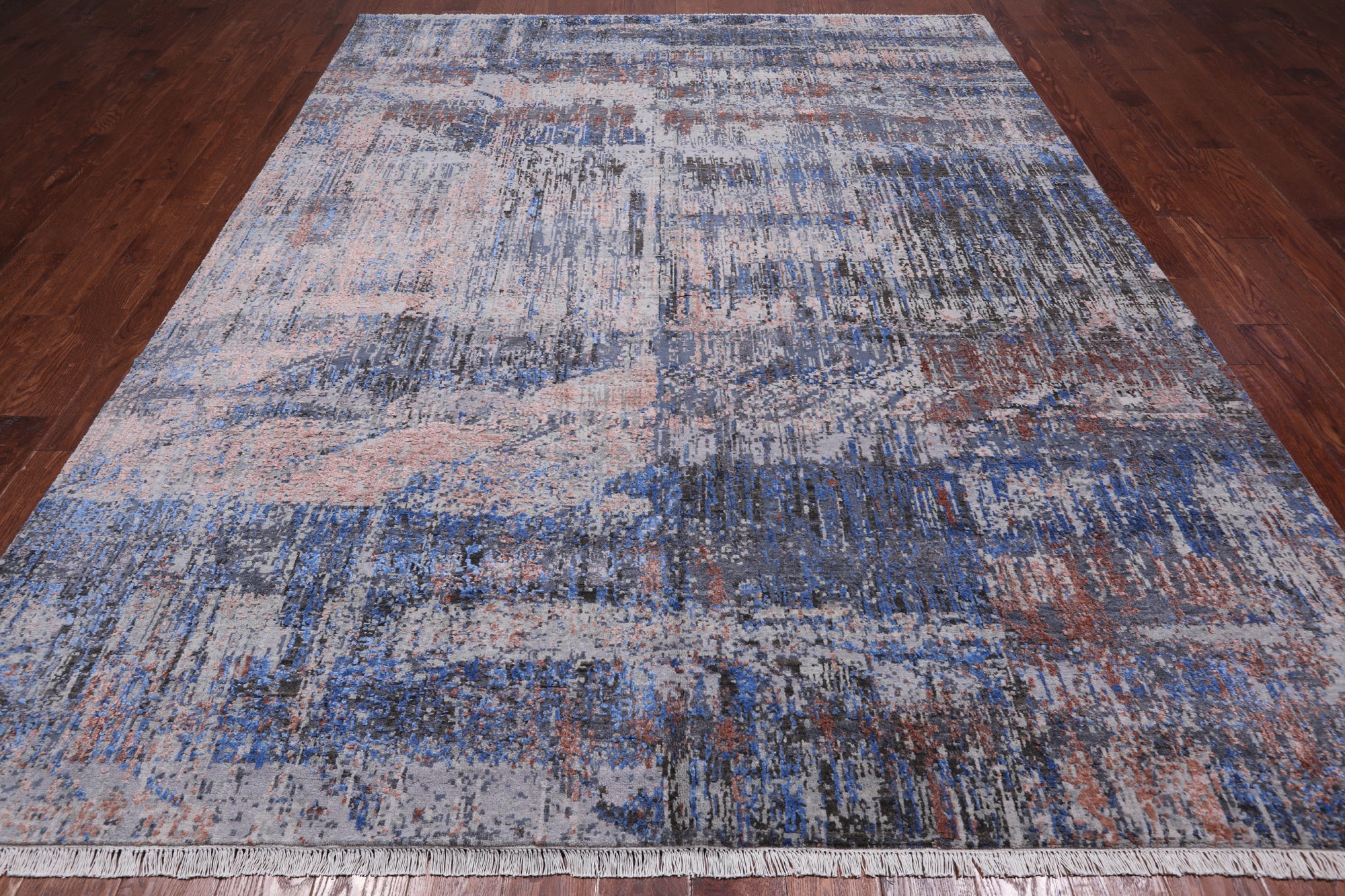 SUPER SALE Abstract Contemporary Handmade Wool & Silk Rug - 7' 9" X 10' 2"