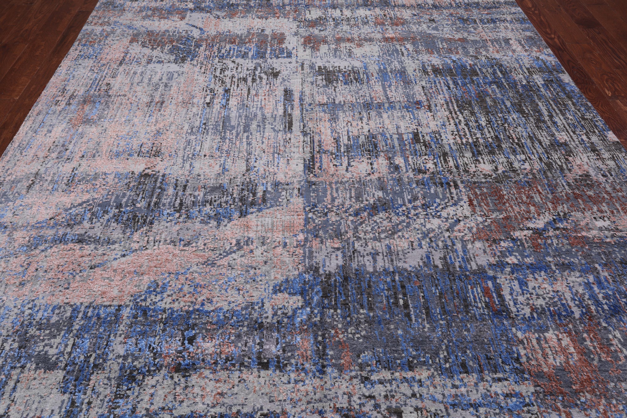 SUPER SALE Abstract Contemporary Handmade Wool & Silk Rug - 7' 9" X 10' 2"