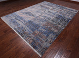 SUPER SALE Abstract Contemporary Handmade Wool & Silk Rug - 7' 9" X 10' 2"