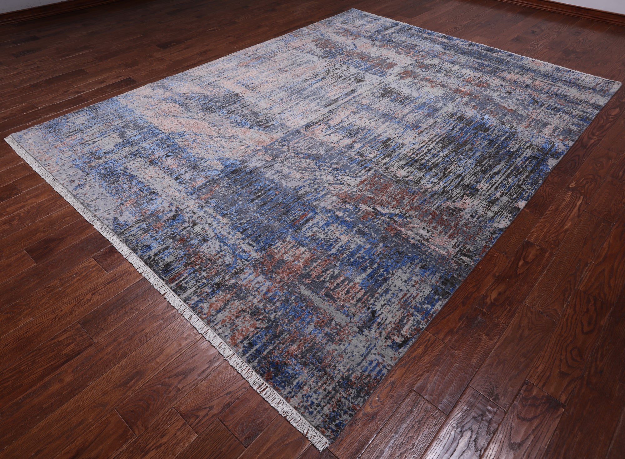 SUPER SALE Abstract Contemporary Handmade Wool & Silk Rug - 7' 9" X 10' 2"